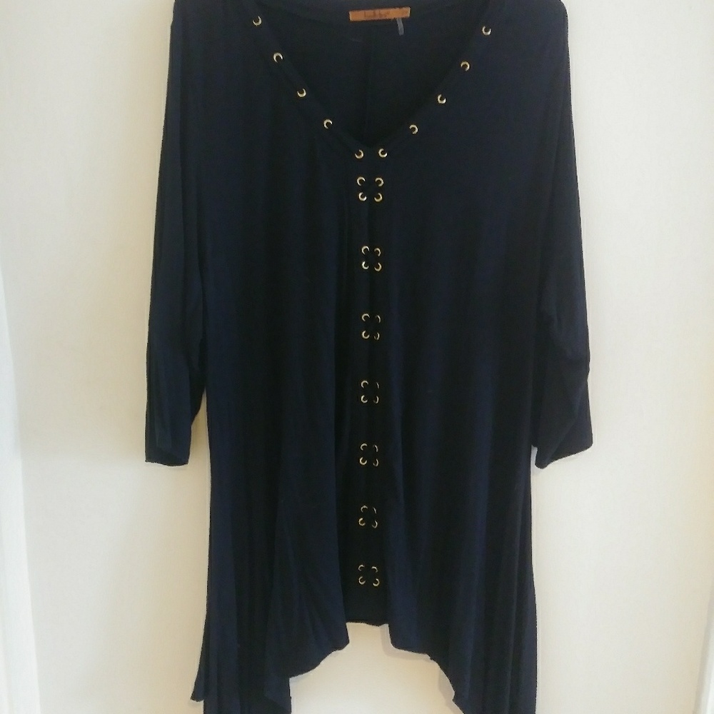 Belldini lace up handkerchief hem tunic top